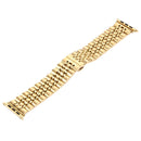 20mm Women Hidden Butterfly Buckle 7 Beads Stainless Steel Watch Band For Apple Watch 42mm(Gold)