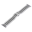 20mm Women Hidden Butterfly Buckle 7 Beads Stainless Steel Watch Band For Apple Watch 42mm(Silver+Black)