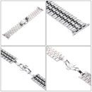20mm Women Hidden Butterfly Buckle 7 Beads Stainless Steel Watch Band For Apple Watch 42mm(Silver+Black)