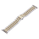 20mm Women Hidden Butterfly Buckle 7 Beads Stainless Steel Watch Band For Apple Watch 42mm(Silver Gold)