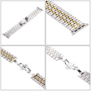 20mm Women Hidden Butterfly Buckle 7 Beads Stainless Steel Watch Band For Apple Watch 42mm(Silver Gold)