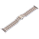 20mm Women Hidden Butterfly Buckle 7 Beads Stainless Steel Watch Band For Apple Watch 42mm(Silver Rose Gold)