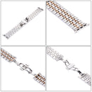 20mm Women Hidden Butterfly Buckle 7 Beads Stainless Steel Watch Band For Apple Watch 42mm(Silver Rose Gold)