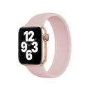 For Apple Watch Series 7 41mm / 6 & SE & 5 & 4 40mm / 3 & 2 & 1 38mm Solid Color Elastic Silicone Watch Band, Size:S 130mm (Gray Pink)