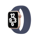 For Apple Watch Series 7 41mm / 6 & SE & 5 & 4 40mm / 3 & 2 & 1 38mm Solid Color Elastic Silicone Watch Band, Size:L 156mm (Deep Blue)