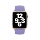 For Apple Watch Series 7 45mm / 6 & SE & 5 & 4 44mm / 3 & 2 & 1 42mm Solid Color Elastic Silicone Watch Band, Size:M 143mm (British Lavender)