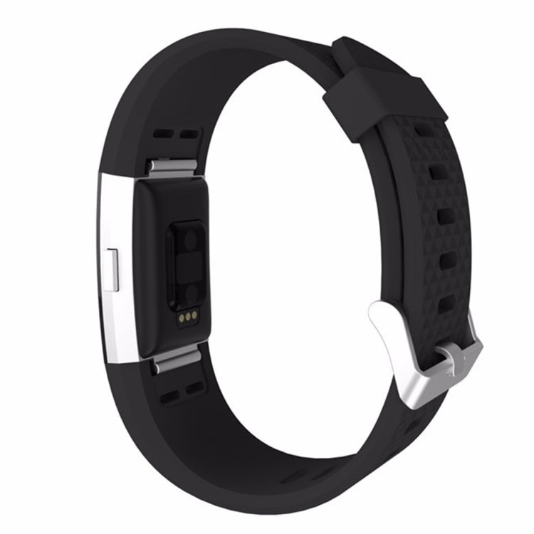 For Fitbit Charger 2 Bracelet Watch Diamond Texture TPU Watch Band, Full Length: 23cm(Black)