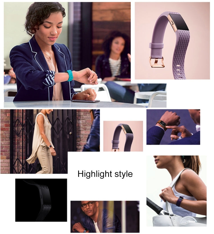 For Fitbit Charger 2 Bracelet Watch Diamond Texture TPU Watch Band, Full Length: 23cm(Coffee)
