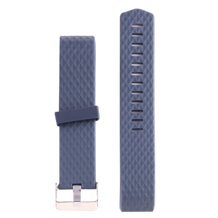 For Fitbit Charger 2 Bracelet Watch Diamond Texture TPU Watch Band, Full Length: 23cm(Dark Blue)
