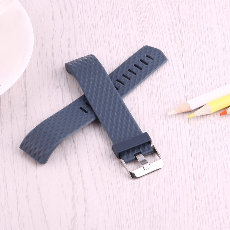 For Fitbit Charger 2 Bracelet Watch Diamond Texture TPU Watch Band, Full Length: 23cm(Dark Blue)