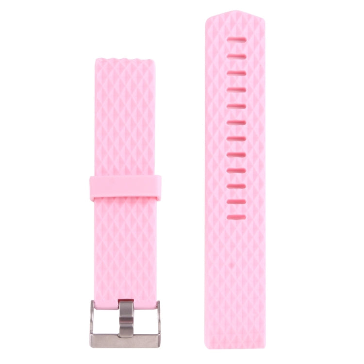 For Fitbit Charger 2 Bracelet Watch Diamond Texture TPU Watch Band, Full Length: 23cm(Pink)