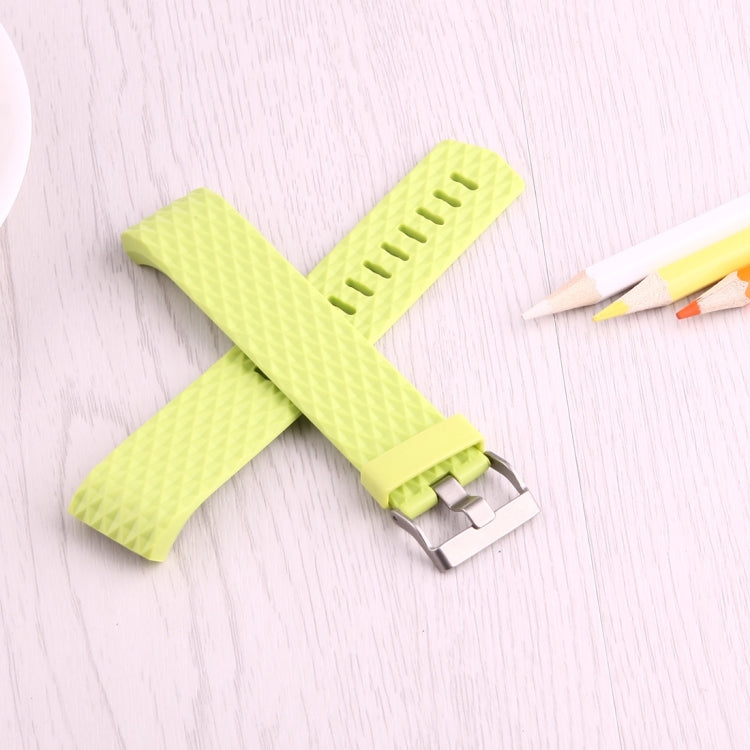 For Fitbit Charger 2 Bracelet Watch Diamond Texture TPU Watch Band, Full Length: 23cm(Green)