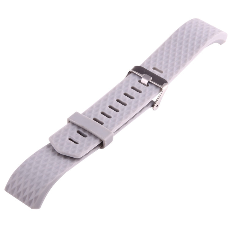 For Fitbit Charger 2 Bracelet Watch Diamond Texture TPU Watch Band, Full Length: 23cm(Grey)