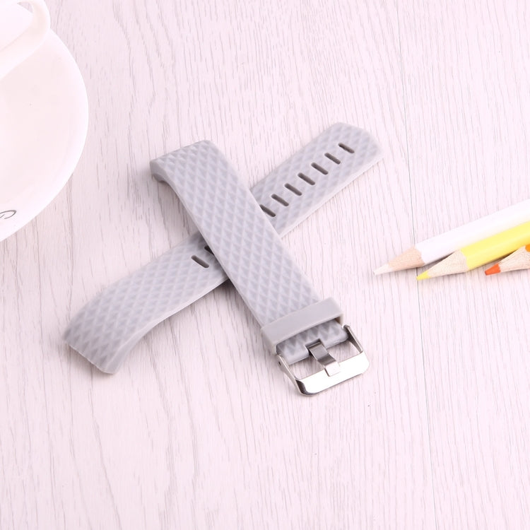 For Fitbit Charger 2 Bracelet Watch Diamond Texture TPU Watch Band, Full Length: 23cm(Grey)