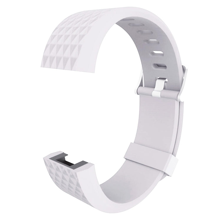 For Fitbit Charger 2 Bracelet Watch Diamond Texture TPU Watch Band, Full Length: 23cm(White)