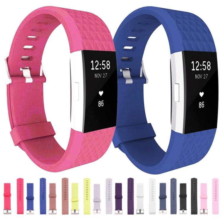 For Fitbit Charger 2 Bracelet Watch Diamond Texture TPU Watch Band, Full Length: 23cm(Coffee)