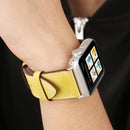 For Apple Watch Series 3 & 2 & 1 38mm Fresh Style Genuine Leather Watch Band(Yellow)
