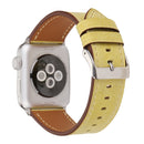 For Apple Watch Series 3 & 2 & 1 42mm Fresh Style Genuine Leather Watch Band(Yellow)