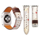 For Apple Watch Series 3 & 2 & 1 38mm Retro Flower Series Genuine Leather Watch Band