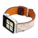 For Apple Watch Series 3 & 2 & 1 38mm Retro Flower Series Genuine Leather Watch Band