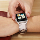 For Apple Watch Series 3 & 2 & 1 38mm Retro Flower Series Genuine Leather Watch Band