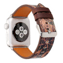 For Apple Watch Series 3 & 2 & 1 38mm Retro Flower Series Genuine Leather Watch Band