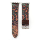 For Apple Watch Series 3 & 2 & 1 38mm Retro Flower Series Genuine Leather Watch Band