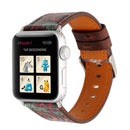 For Apple Watch Series 3 & 2 & 1 38mm Retro Flower Series Genuine Leather Watch Band