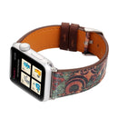 For Apple Watch Series 3 & 2 & 1 38mm Retro Flower Series Genuine Leather Watch Band