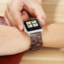 For Apple Watch Series 3 & 2 & 1 38mm Retro Flower Series Genuine Leather Watch Band