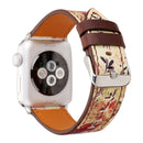For Apple Watch Series 3 & 2 & 1 38mm Retro Flower Series Genuine Leather Watch Band