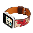 For Apple Watch Series 3 & 2 & 1 38mm Retro Flower Series Genuine Leather Watch Band