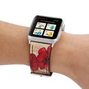 For Apple Watch Series 3 & 2 & 1 38mm Retro Flower Series Genuine Leather Watch Band
