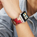 For Apple Watch Series 3 & 2 & 1 38mm Retro Flower Series Genuine Leather Watch Band