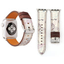 For Apple Watch Series 3 & 2 & 1 38mm Retro Flower Series Genuine Leather Watch Band