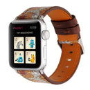 For Apple Watch Series 3 & 2 & 1 38mm Retro Flower Series Genuine Leather Watch Band