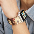 For Apple Watch Series 3 & 2 & 1 38mm Retro Flower Series Genuine Leather Watch Band