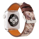 For Apple Watch Series 3 & 2 & 1 38mm Retro Flower Series Genuine Leather Watch Band