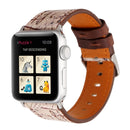 For Apple Watch Series 3 & 2 & 1 38mm Retro Flower Series Genuine Leather Watch Band