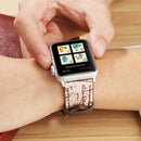 For Apple Watch Series 3 & 2 & 1 38mm Retro Flower Series Genuine Leather Watch Band