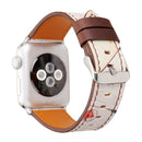 For Apple Watch Series 3 & 2 & 1 42mm Retro Flower Series Genuine Leather Watch Band