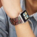 For Apple Watch Series 3 & 2 & 1 42mm Retro Flower Series Genuine Leather Watch Band