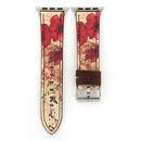 For Apple Watch Series 3 & 2 & 1 42mm Retro Flower Series Genuine Leather Watch Band