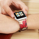 For Apple Watch Series 3 & 2 & 1 42mm Retro Flower Series Genuine Leather Watch Band
