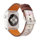 For Apple Watch Series 3 & 2 & 1 42mm Retro Flower Series Genuine Leather Watch Band