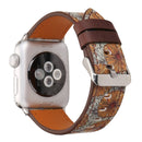 For Apple Watch Series 3 & 2 & 1 42mm Retro Flower Series Genuine Leather Watch Band