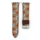 For Apple Watch Series 3 & 2 & 1 42mm Retro Flower Series Genuine Leather Watch Band