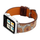 For Apple Watch Series 3 & 2 & 1 42mm Retro Flower Series Genuine Leather Watch Band