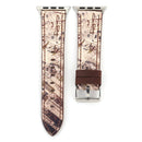 For Apple Watch Series 3 & 2 & 1 42mm Retro Flower Series Genuine Leather Watch Band