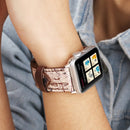 For Apple Watch Series 3 & 2 & 1 42mm Retro Flower Series Genuine Leather Watch Band